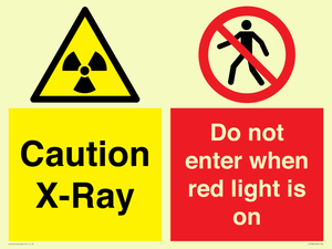 Caution X-Ray. Do not enter when red light is on